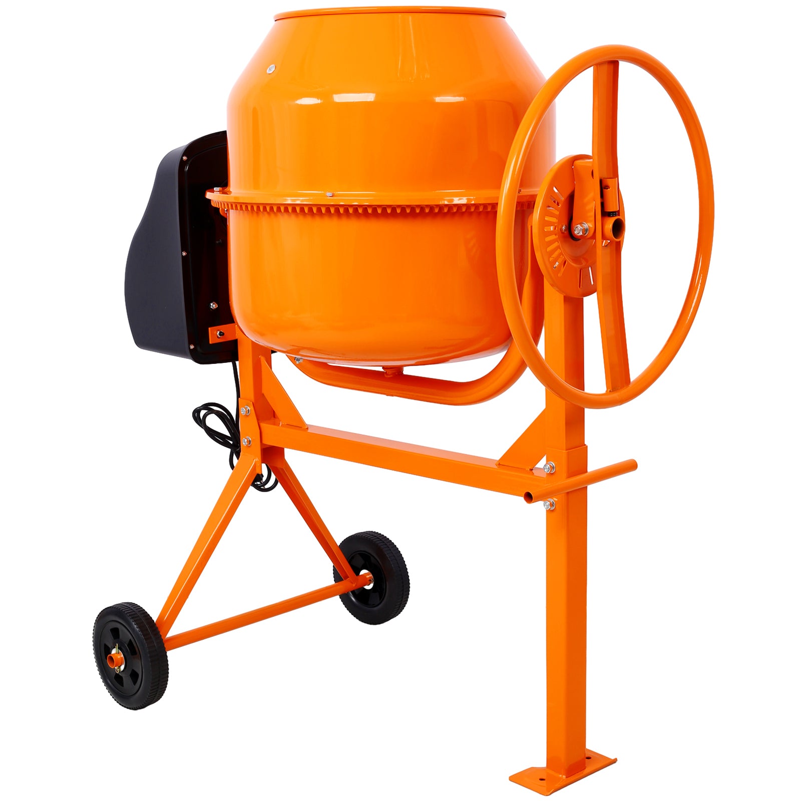 Cement Mixer,5 Cu. Ft Electric Concrete Mixer Machine, 650W Ac Motor Portable Power Cement Mixers For Mortar, Stucco And Fodder Orange Steel