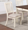 White Classic 2Pcs Dining Chairs Set Rubberwood Beige Fabric Cushion Seats Slats Backs Dining Room Furniture Side Chair White Dining Room Foam Classic,Contemporary,Modern,Transitional Dining Chairs Rubberwood Slat Back Solid Wood