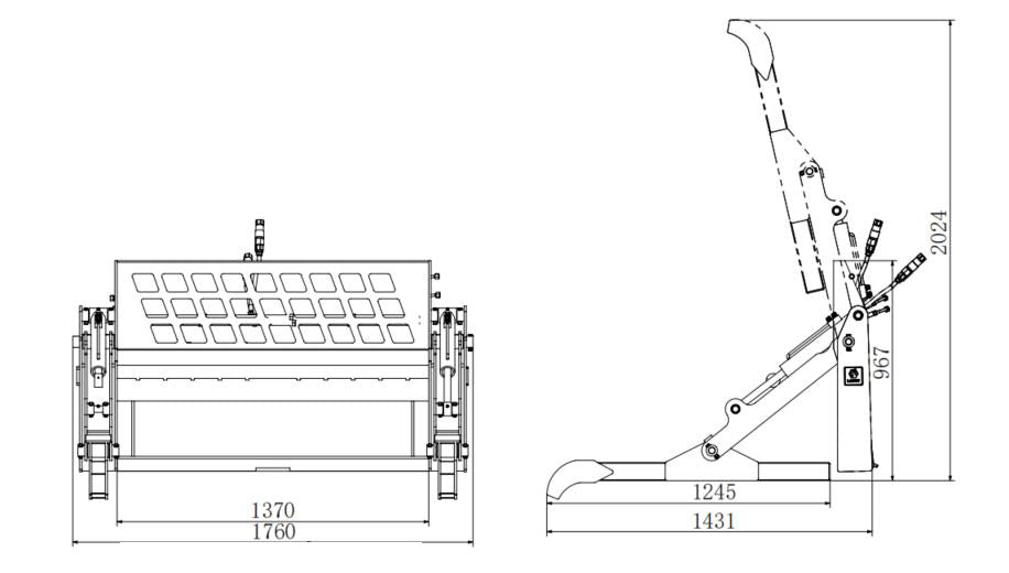 Skid Steer Two Cylinder Pipe Pallet Fork Grapple Black Steel