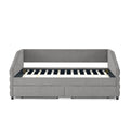 Twin Size Daybed With Two Drawers Trundle Upholstered Tufted Sofa Bed, Linen Fabric, Grey 82.5