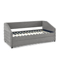 Twin Size Daybed With Trundle Upholstered Tufted Sofa Bed, Linen Fabric, Grey 82.5