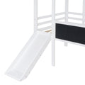 Twin Size Loft Bed With Ladder And Slide, House Bed With Blackboard And Light Strip On The Roof, White White Solid Wood Mdf