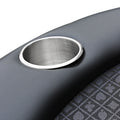 96Inch Oval Poker Table Detachable Armrest Chip Tray Black Speed Cloth Surface Stainless Steel Pedestal Base Black And Silver Stainless Steel