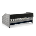 Full Size Daybed With Trundle Upholstered Tufted Sofa Bed, Linen Fabric, Grey 82.5