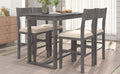 Farmhouse Counter Height 5 Piece Dining Table Set With 1 Rectangular Dining Table And 4 Dining Chairs For Small Places,Gray Gray Wood Dining Room Solid Wood Rubberwood Rectangular Dining Table With Chair Upholstered Chair Wood Gray Solid Back Seats 4 48