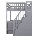 Full Size Loft Bed With Built In L Shaped Desk And Three Tier Storage Shelves,And Attached Storage Staircase,Gray Old Sku: Gx001809Aae Full Gray Pine