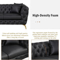 Modern 3 Piece Sofa Sets With Sturdy Metal Legs, Button Tufted Back, Pu Upholstered Couches Sets Including Three Seat Sofa, Loveseat And Single Chair For Living Room Furniture Set, Black Black Foam Pu