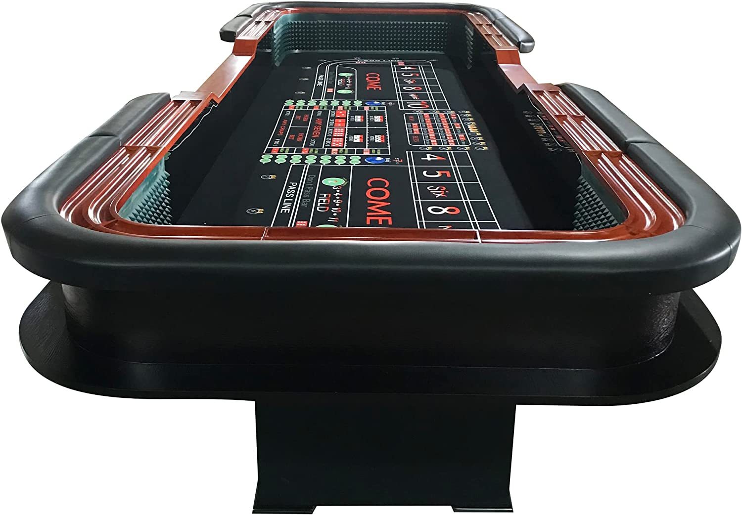 136" 12 Feet Deluxe Craps Black Waterproof Felt Casino Dice Game Poker Table Black Modern Wood