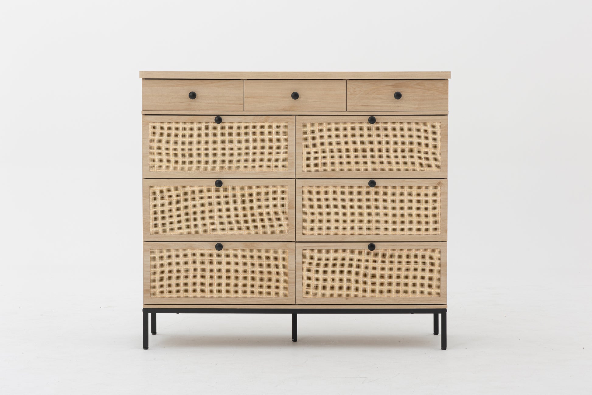 6 Rattan Drawer Dresser With 3 Wood Drawer For