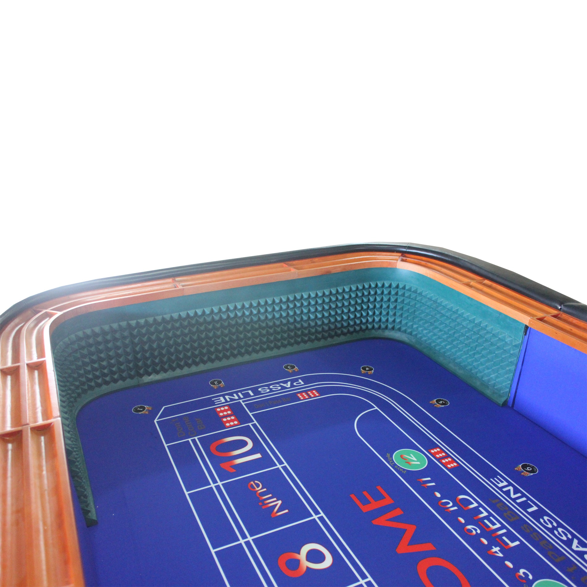 136" 12 Feet Deluxe Craps Dice Blue Felt Luxury Casino Game Poker Table With Diamond Pyramid Bumper Rubber Blue Luxury,Modern Wood