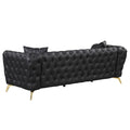 Modern 3 Piece Sofa Sets With Sturdy Metal Legs, Button Tufted Back, Pu Upholstered Couches Sets Including Three Seat Sofa, Loveseat And Single Chair For Living Room Furniture Set, Black Black Foam Pu