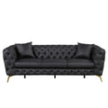 Modern 3 Piece Sofa Sets With Sturdy Metal Legs, Button Tufted Back, Pu Upholstered Couches Sets Including Three Seat Sofa, Loveseat And Single Chair For Living Room Furniture Set, Black Black Foam Pu