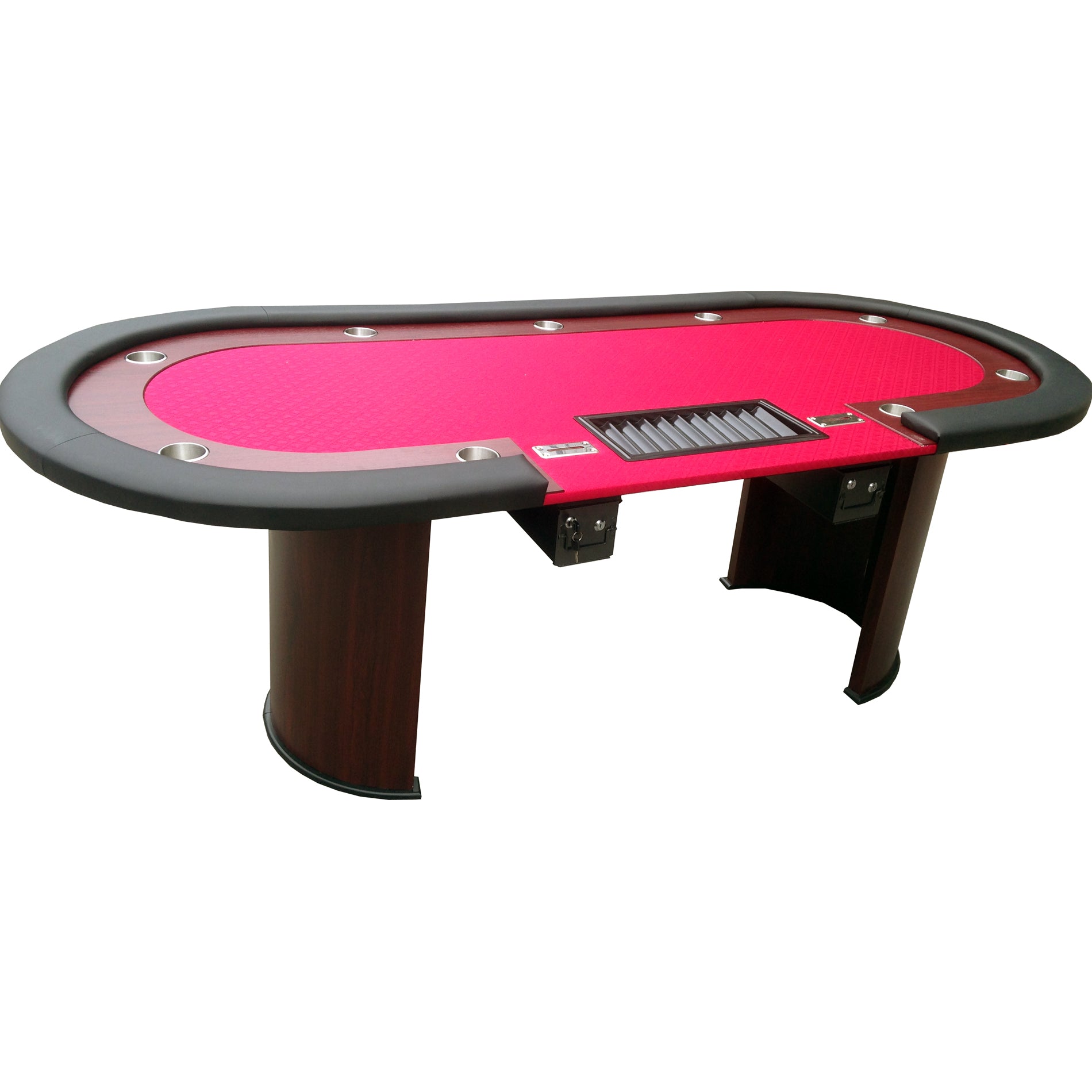 96" 9 Players Luna Red Felt Casino Game red-wood