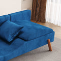 Cut And Fill Chaise Longue, Convertible Multifunctional Seat Sofa Blue Blue Velvet Solid Wood 2 Seat
