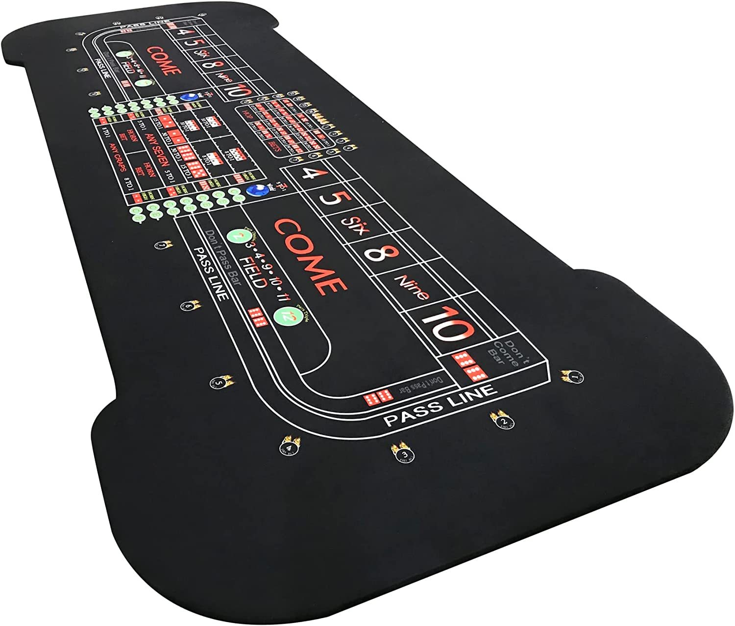 136" 12 Feet Deluxe Craps Black Waterproof Felt Casino Dice Game Poker Table Black Modern Wood