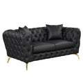 Modern 3 Piece Sofa Sets With Sturdy Metal Legs, Button Tufted Back, Pu Upholstered Couches Sets Including Three Seat Sofa, Loveseat And Single Chair For Living Room Furniture Set, Black Black Foam Pu