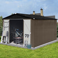 Metal Garden Sheds 10Ft 8Ft Outdoor Brown Black Brown Metal