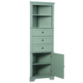 Green Triangle Tall Cabinet With 3 Drawers And Adjustable Shelves For Bathroom, Kitchen Or Living Room, Mdf Board With Painted Finish Green Mdf