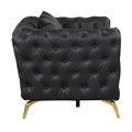 Modern 3 Piece Sofa Sets With Sturdy Metal Legs, Button Tufted Back, Pu Upholstered Couches Sets Including Three Seat Sofa, Loveseat And Single Chair For Living Room Furniture Set, Black Black Foam Pu