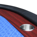 96Inch Oval Blue Speed Cloth Wooden Texture Racetrack Luna Legs Poker Table With Tray & Dropbox Blue Wood