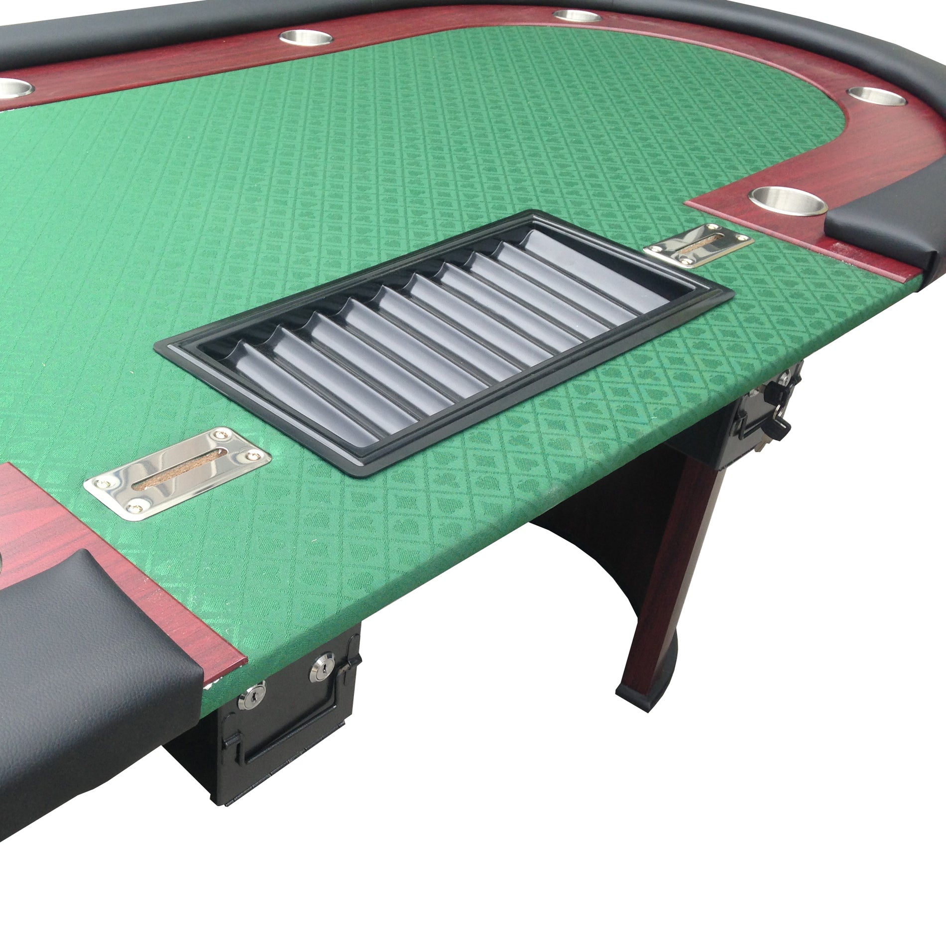 96Inch Luna Green Felt Poker Table Drop Box green-wood