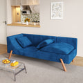Cut And Fill Chaise Longue, Convertible Multifunctional Seat Sofa Blue Blue Velvet Solid Wood 2 Seat