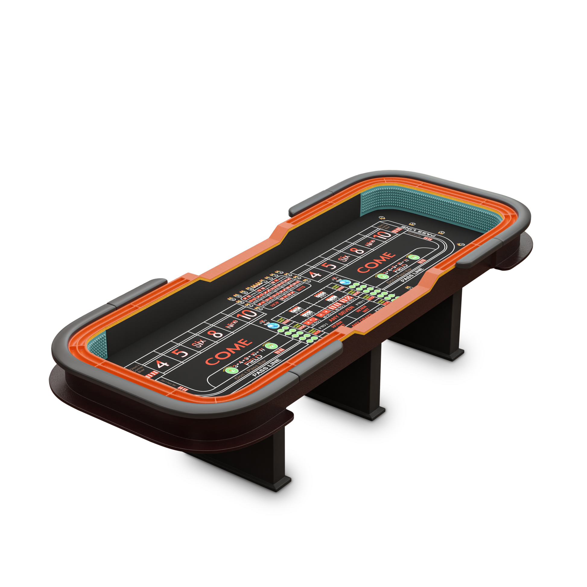 136" 12 Feet Deluxe Craps Black Waterproof Felt Casino Dice Game Poker Table Black Modern Wood