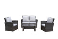 4 Pieces Pe Rattan Wicker Outdoor Patio Furniture Set With Grey Cushions Grey Wicker