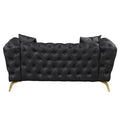 Modern 3 Piece Sofa Sets With Sturdy Metal Legs, Button Tufted Back, Pu Upholstered Couches Sets Including Three Seat Sofa, Loveseat And Single Chair For Living Room Furniture Set, Black Black Foam Pu