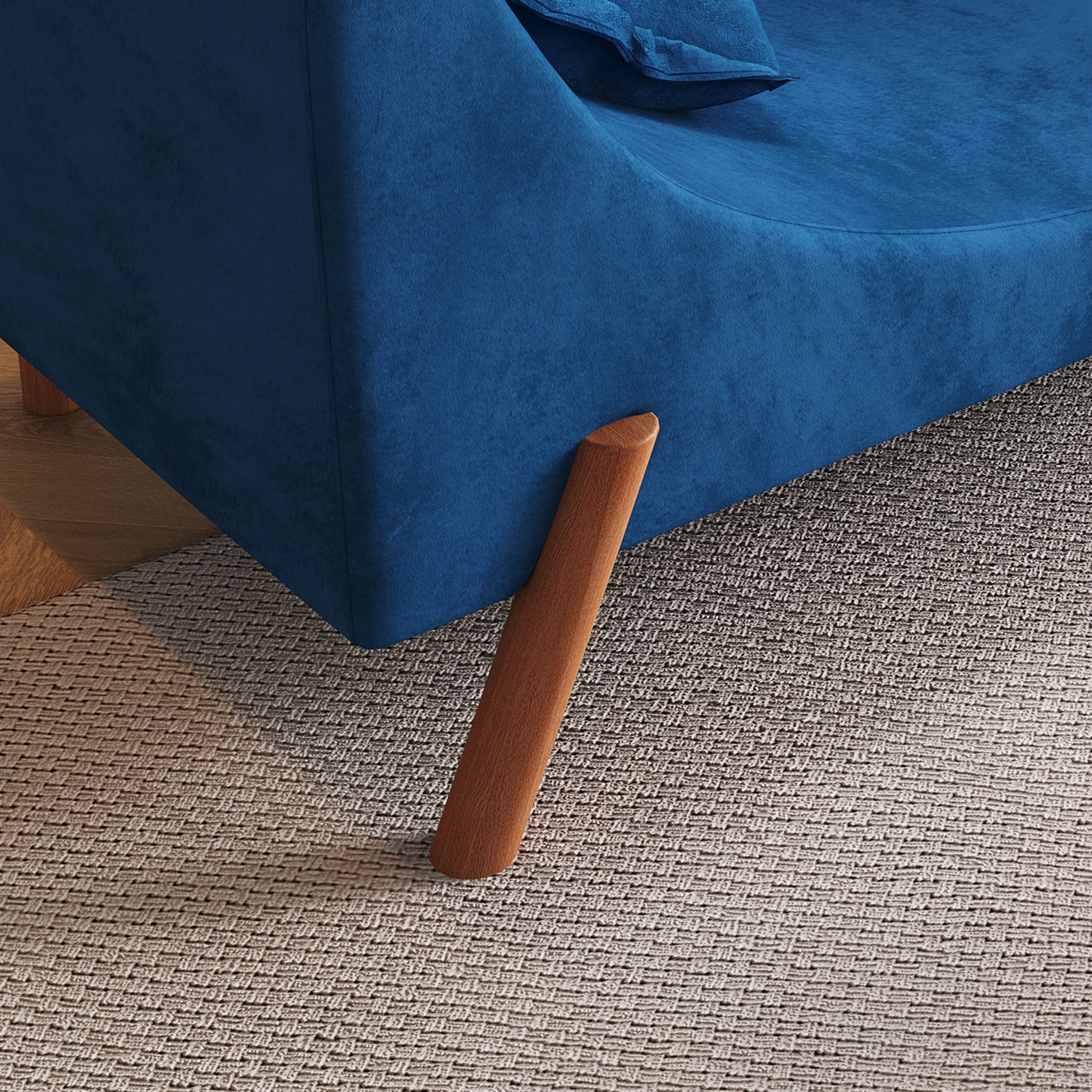 Cut And Fill Chaise Longue, Convertible Multifunctional Seat Sofa Blue Blue Velvet Solid Wood 2 Seat