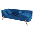 Cut And Fill Chaise Longue, Convertible Multifunctional Seat Sofa Blue Blue Velvet Solid Wood 2 Seat