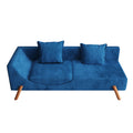 Cut And Fill Chaise Longue, Convertible Multifunctional Seat Sofa Blue Blue Velvet Solid Wood 2 Seat