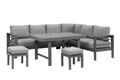 6 Pieces Outdoor Dining Set, Grey Aluminum Frame With Dark Grey Cushions Dark Grey Aluminum