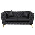 Modern 3 Piece Sofa Sets With Sturdy Metal Legs, Button Tufted Back, Pu Upholstered Couches Sets Including Three Seat Sofa, Loveseat And Single Chair For Living Room Furniture Set, Black Black Foam Pu