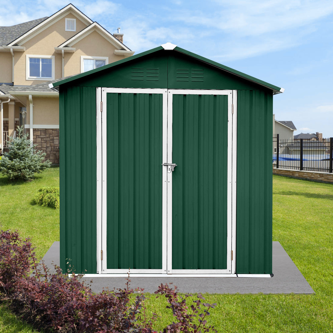 Outdoor 4Ftx6Ft Apex Roof Green White - Green