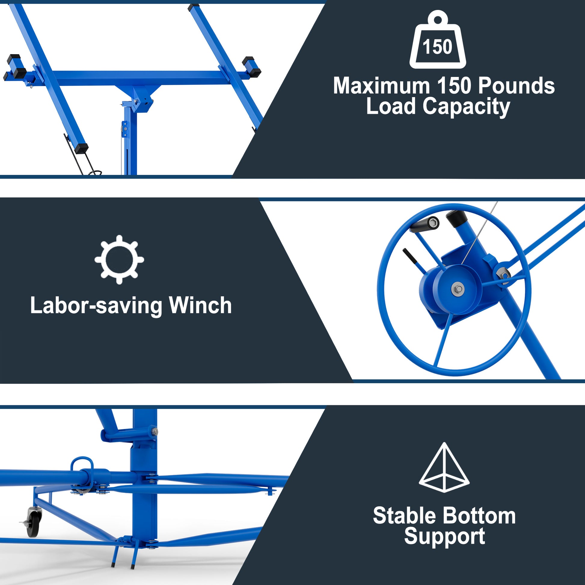 16Ft Lift Drywall Panel Hoist Jack For Ceiling Blue Blue Iron Plastic