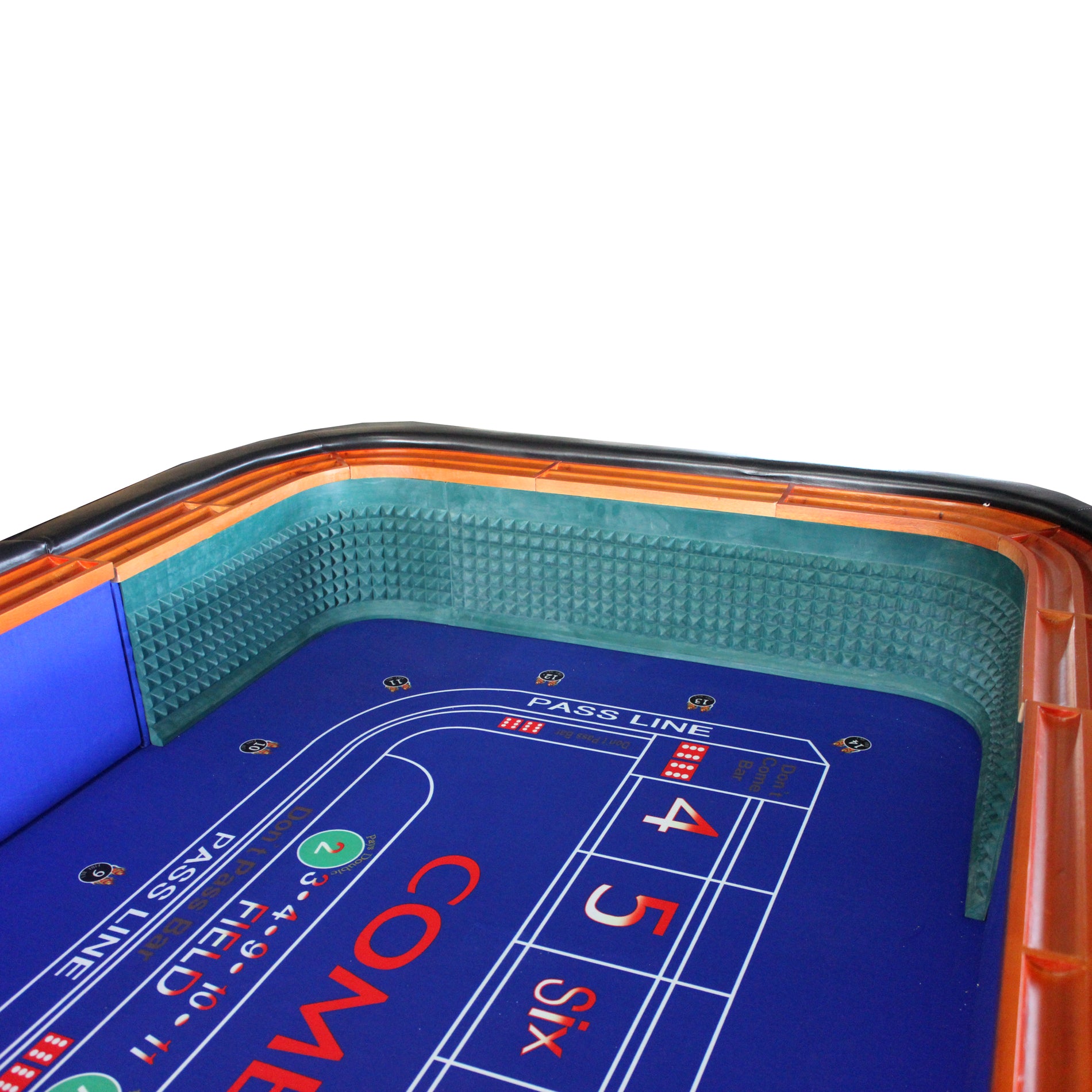 136" 12 Feet Deluxe Craps Dice Blue Felt Luxury Casino Game Poker Table With Diamond Pyramid Bumper Rubber Blue Luxury,Modern Wood