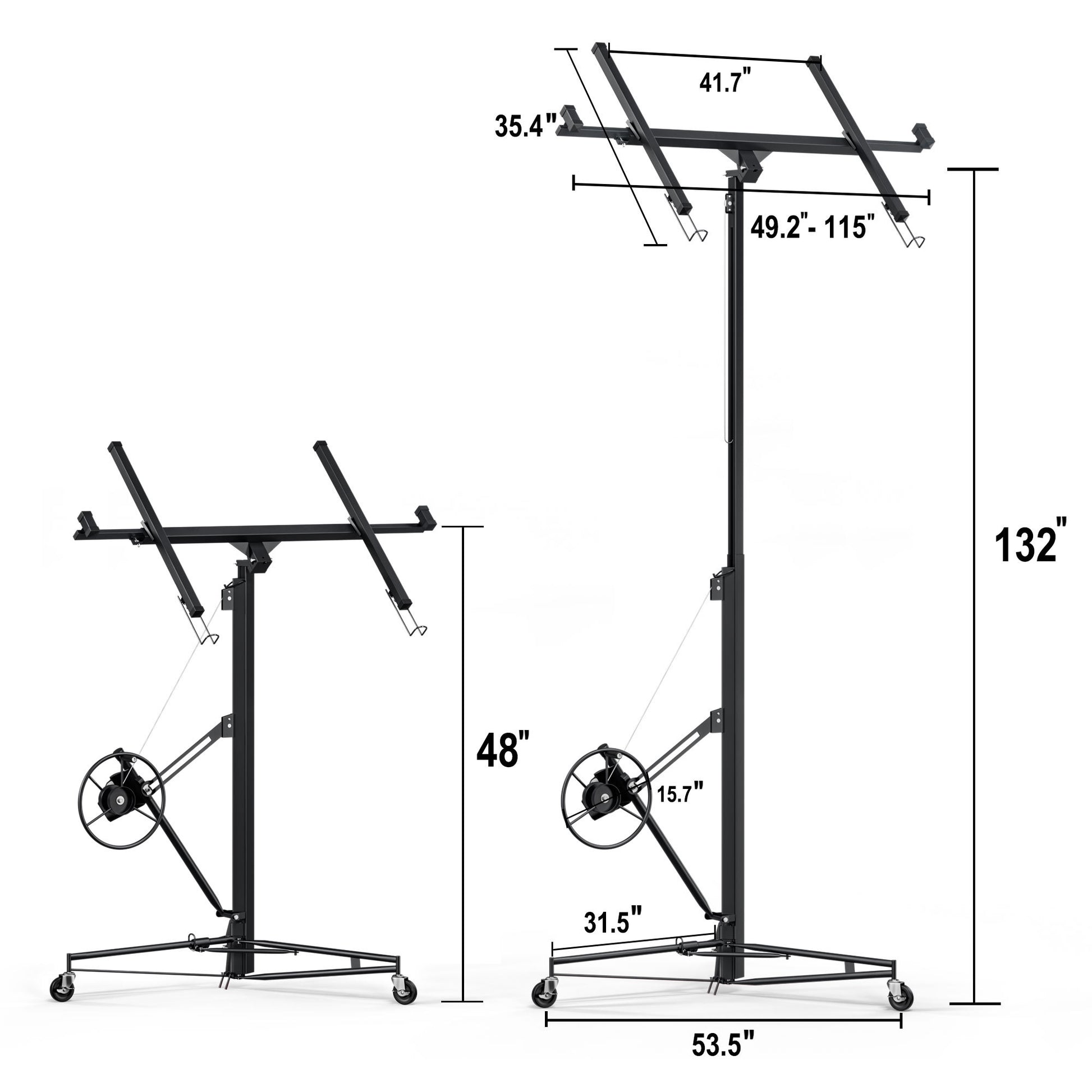 11Ft Lift Drywall Panel Hoist Jack For Ceiling Black Black Iron Plastic