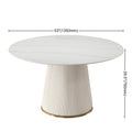 53 Inch Sintered Stone Carrara White Dining Table With 6Pcs Chairs White Dining Room American Design Sintered Stone