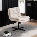 Large Size Armless Home Office Desk Chair Vanity Chair No Wheels Wood Beige Primary Living Space Foam American Design,Casual,Contemporary,Minimalist,Modern Handle Office Chairs Solid Back Foam Adjustable Height Leather