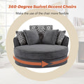 Swivel Accent Barrel Chair With 5 Movable Pillow 360 Degree Swivel Round Sofa Chair For Living Room,Bedroom, Hotel, Grey Grey Foam Corduroy
