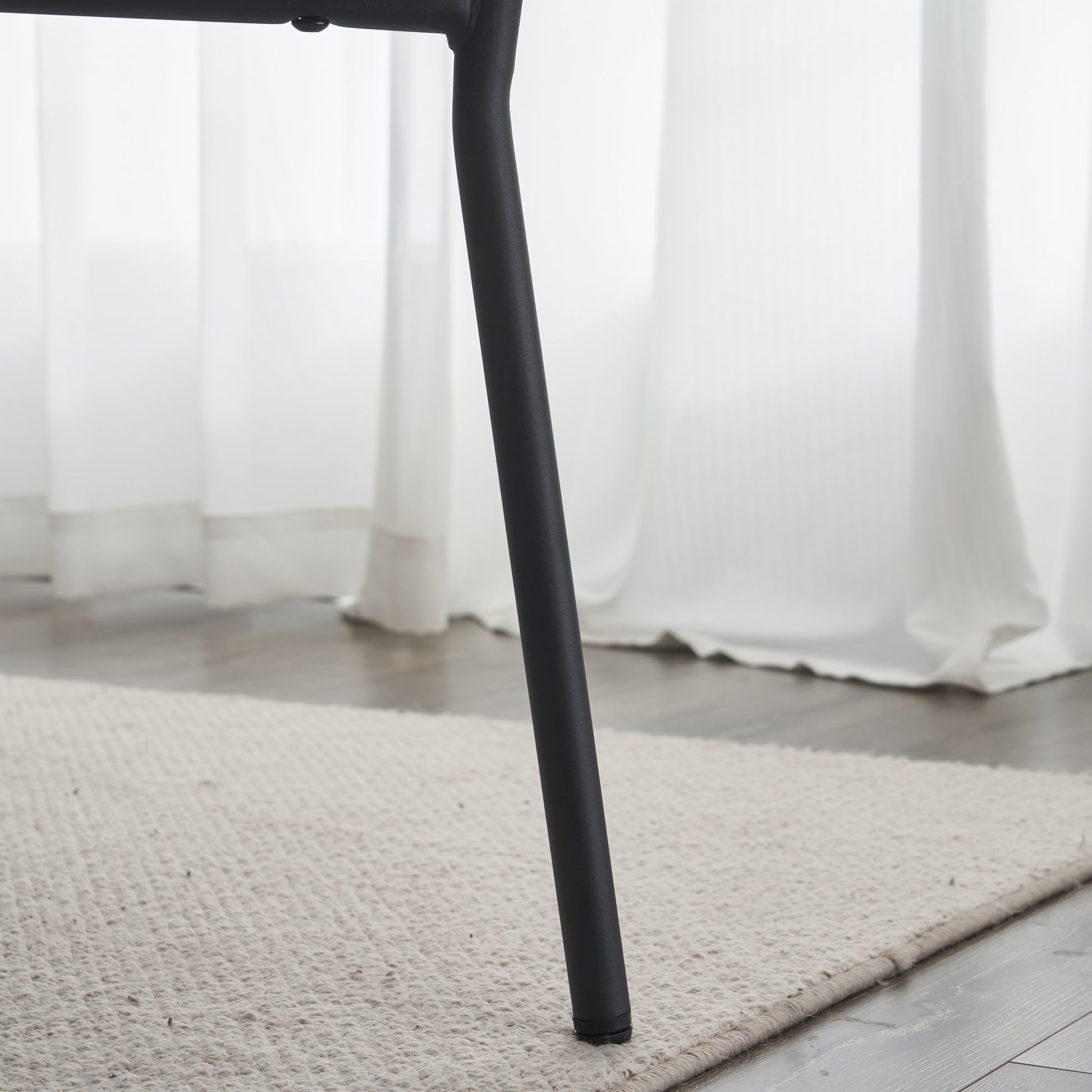 Set Of 2 Mid Century Modern Dining Chairs Teddy Fabric Upholstery Curved Back Metal Frame Black Elegant And Comfortable Kitchen Chairs Black Metal