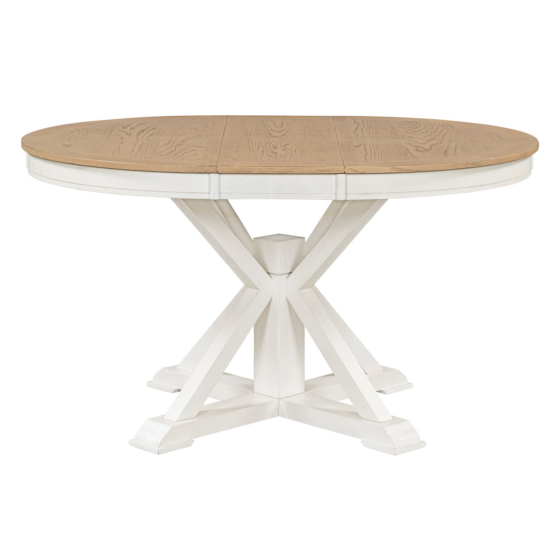 Retro Functional Extendable Dining Table With A 12" Leaf For Dining Room And Living Room Oak Natural Wood Off White Oak Natural Wood Off White Solid Wood Mdf