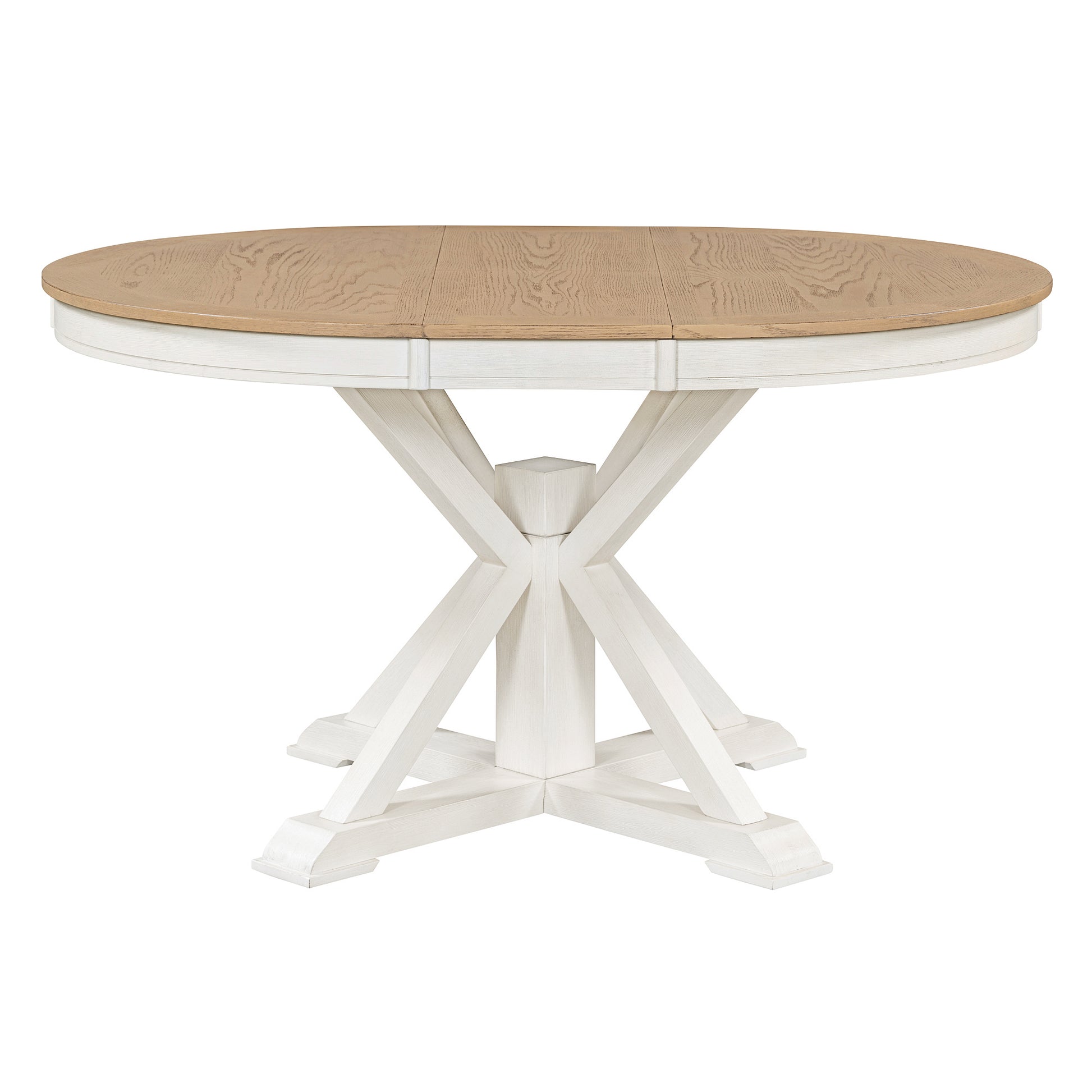 Retro Functional Extendable Dining Table With A 12" Leaf For Dining Room And Living Room Oak Natural Wood Off White Oak Natural Wood Off White Solid Wood Mdf