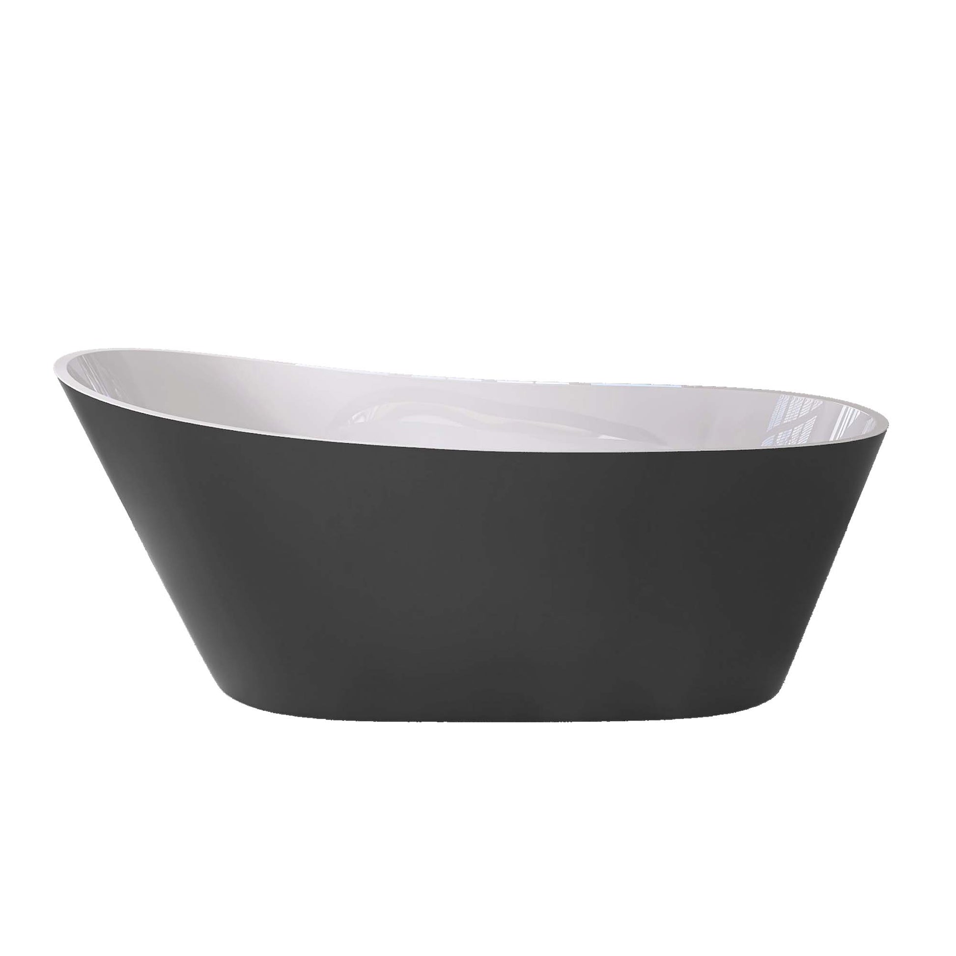 67" Acrylic Freestanding Bathtub Matte Grey Modern Stand Alone Soaking Bathtub, Brushed Nickel Drain And Minimalist Linear Design Overflow Included White Gray Oval Bathroom Freestanding Tubs Matte 61 69 In Contemporary,Modern,Vintage Soaking Center Front