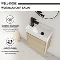 16 Inch Floating Bathroom Vanity With Single Sink,Soft plain light oak-plywood