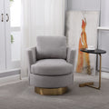 Teddy Swivel Barrel Chair, Swivel Accent Chairs Armchair For Living Room, Reading Chairs For Bedroom Comfy, Round Barrel Chairs With Gold Stainless Steel Base Grey Grey Teddy Primary Living Space American Design Foam Faux Fur