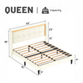 Queen Size Upholstered Bed With Headboard, Sturdy Wooden Slats, High Load Bearing Capacity, Non Slip And Noiseless, No Springs, Easy To Assemble, Beige Queen Beige Wood