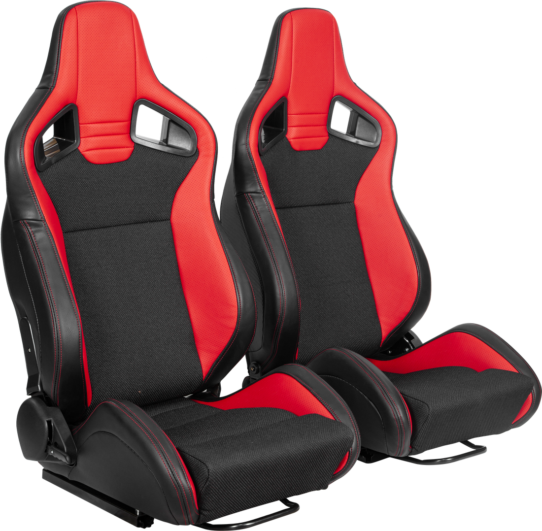 Racing Seatbucket Seats Black Red Vinyl