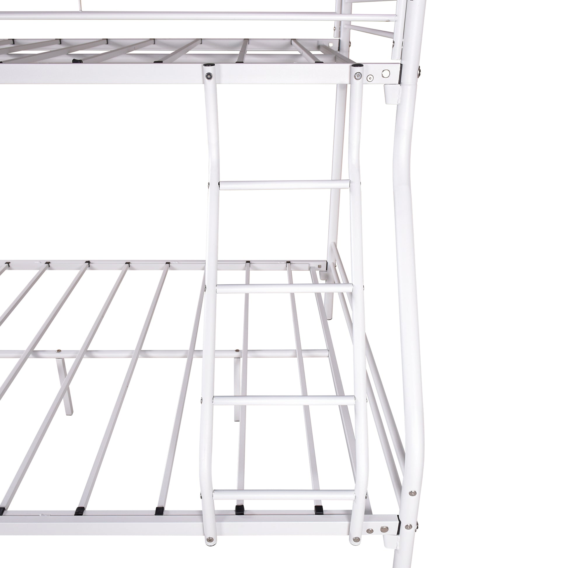 Heavy Duty Twin Over Full Metal Bunk Bed, Easy Assembly With Enhanced Upper Level Guardrail, White Box Spring Not Required Twin White Metal Bedroom Bunk Metal